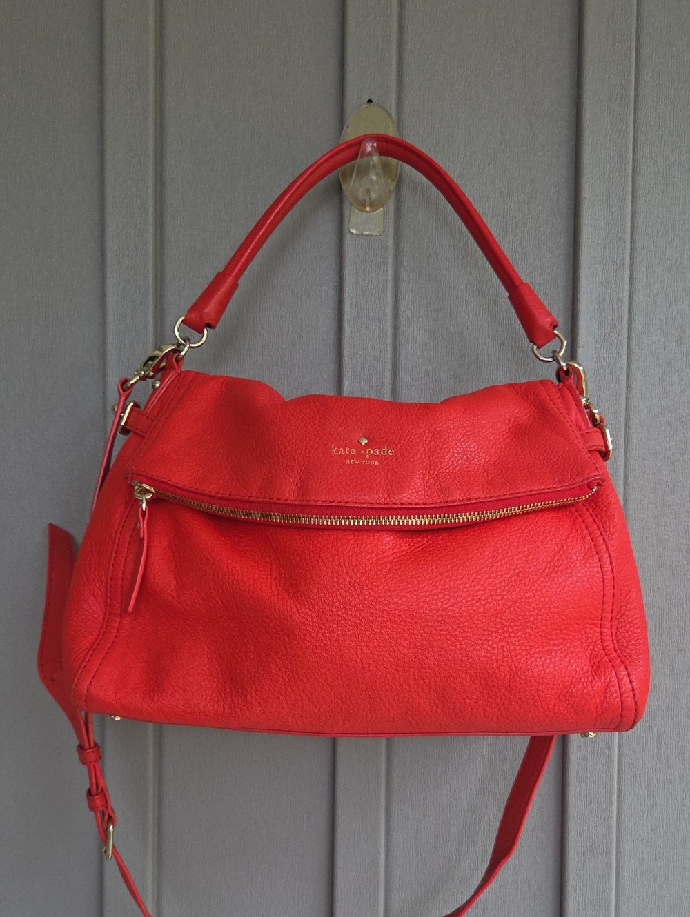 Kate Spade Cobble Hill Leslie Satchel Red Pebbled Leather Crossbody